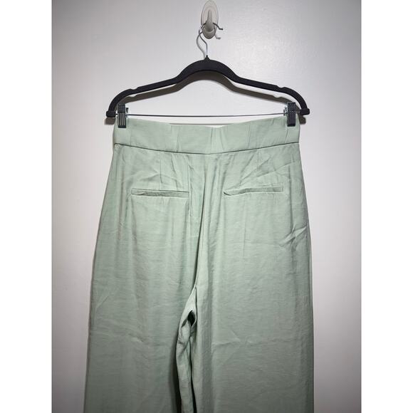 Zara High Waist Wide Leg Trousers Pants in Sea Green Size L - Picture 7 of 11
